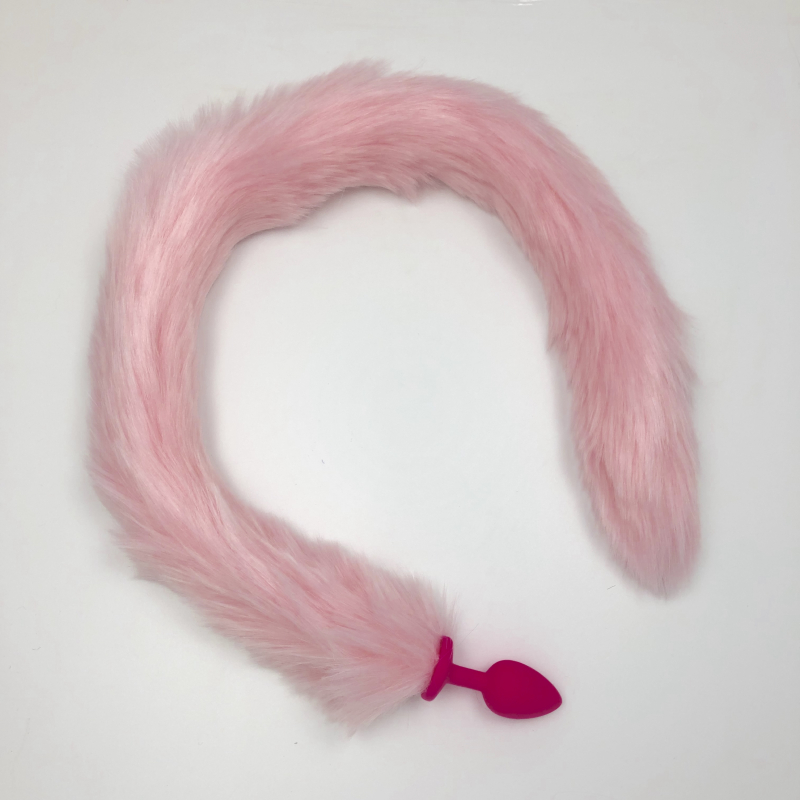 Пробка "Vandersex" розовая с супер длинным розовым хвостом, S 