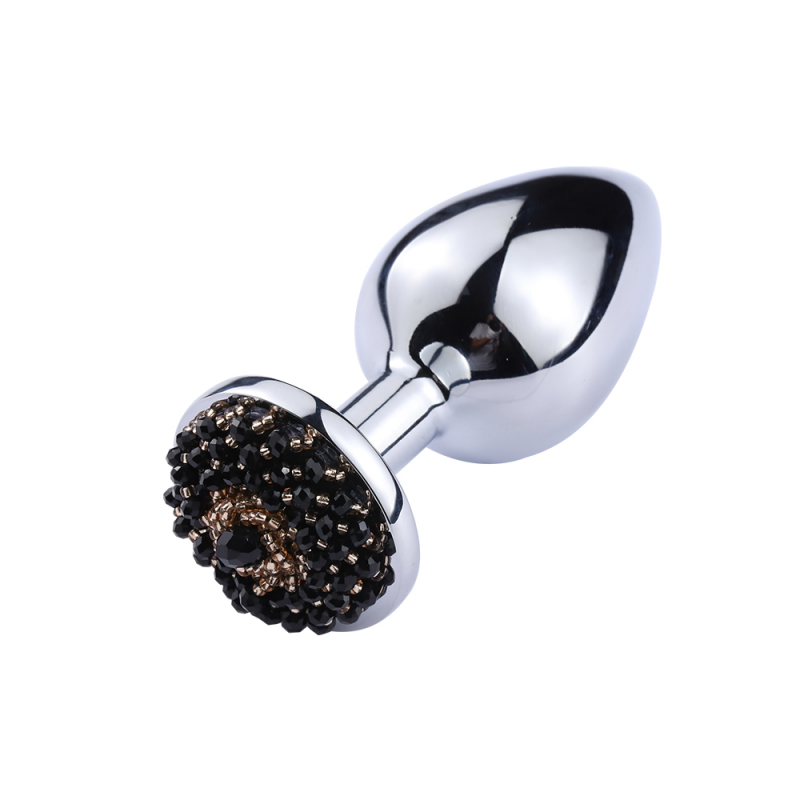 Пробка металл "Vandersex" с роскошным кристаллом из черного бисера, S 
