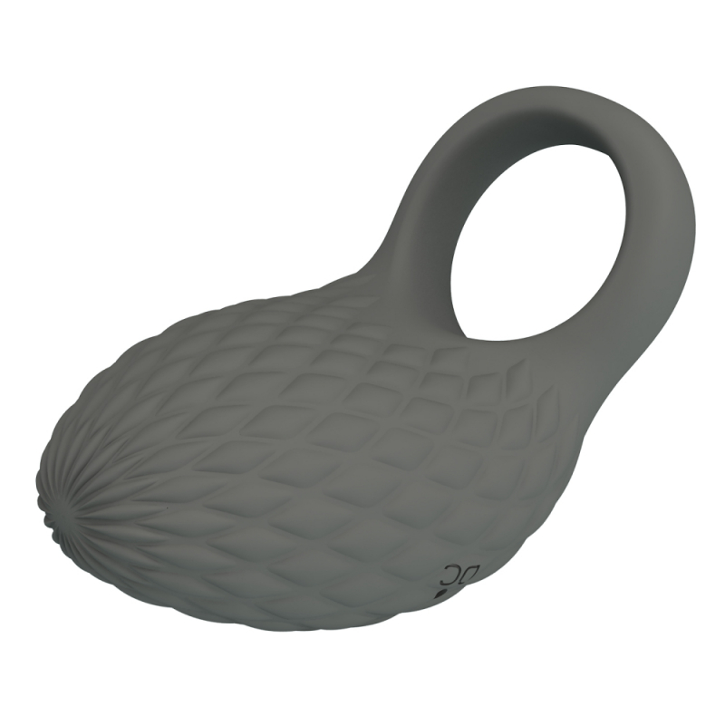 Эрекционное кольцо с вибрацией "Pretty Love" супер рельеф, серое 